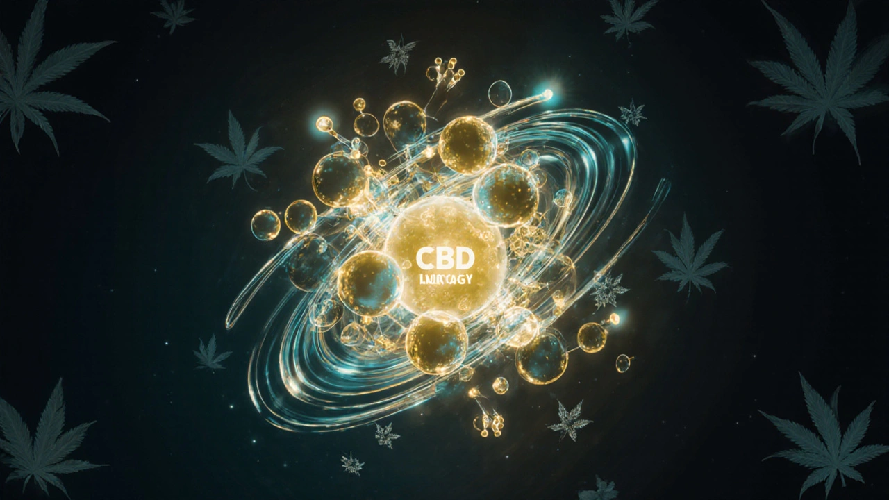 Molekulární ilustrace entourage efektu s CBD a terpeny