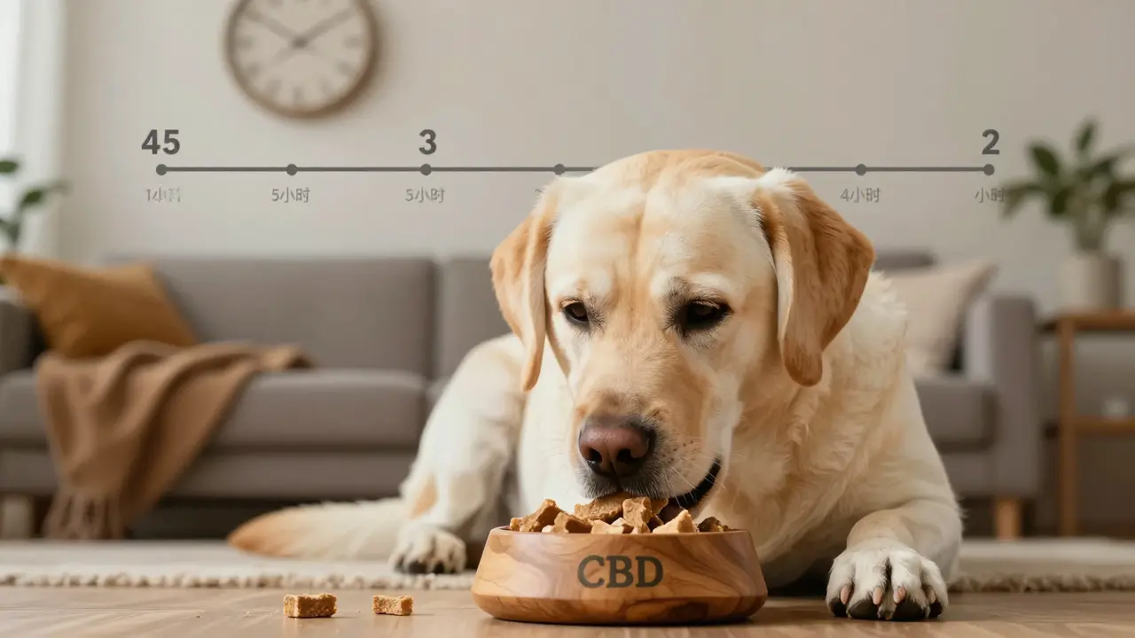 Labrador jedí CBD pečeně z mísy.