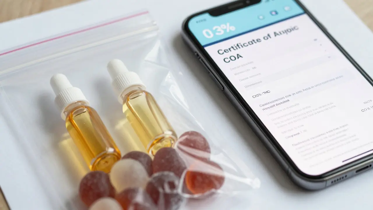 CBD produkty a digitální certifikát na mobilu