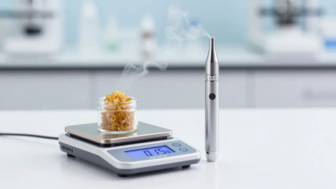Digitální váha s CBD extraktem a vaporizérem