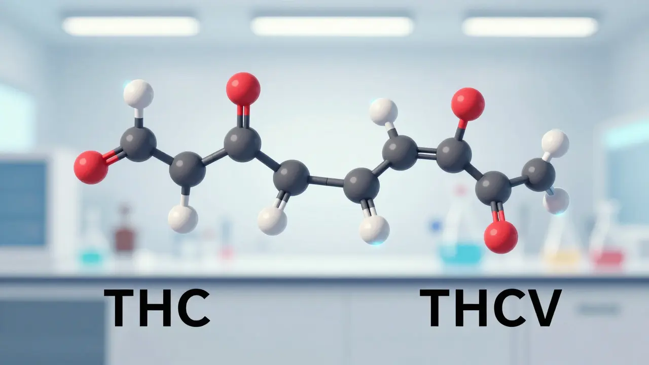 Vědecké porovnání molekulárních struktur THC a THCV