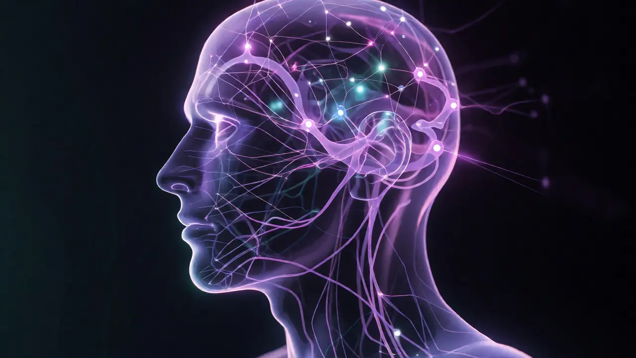 Konceptuální ilustrace endokanabinoidního systému s adaptujícími se receptory.