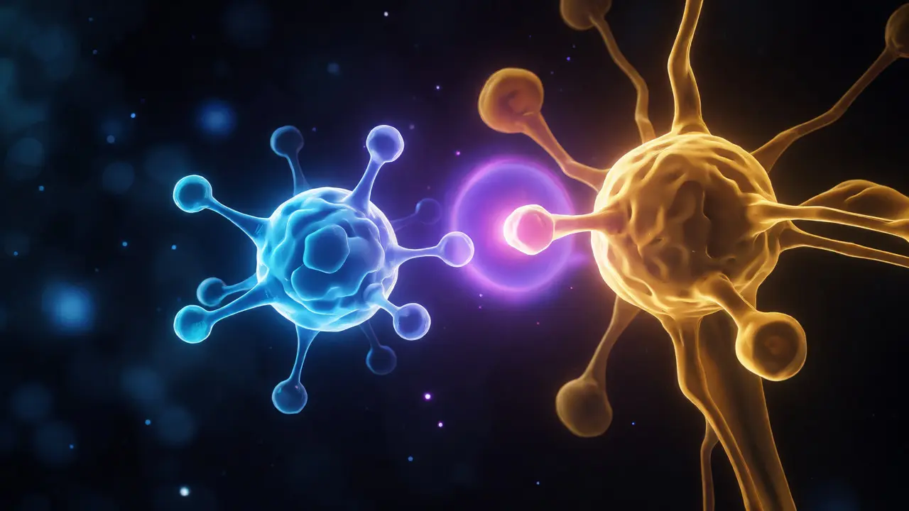 Konceptuální vizualizace molekuly H4CBD vázané na mozkový receptor