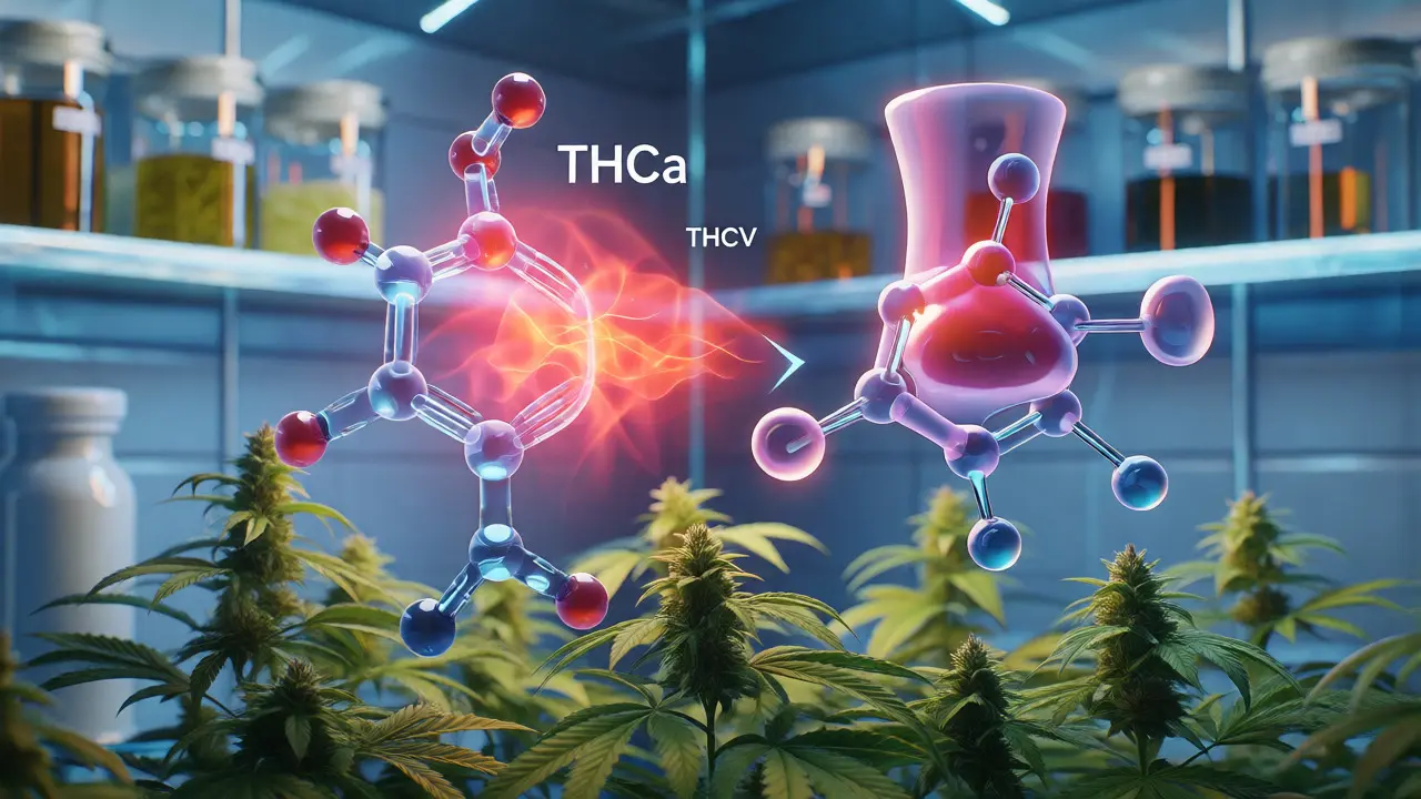Vizualizace molekulárních struktur THCa a THCV